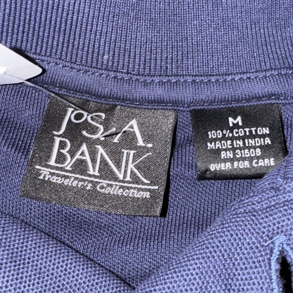 Jos A Bank Travelers Collection Polo Shirt‎ Mens M Navy Blue Long Sleeve Stretch - Picture 7 of 8